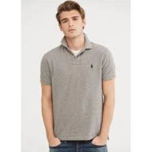 Men's Polo Ralph Lauren Soft Cotton Interlock Heather Gray Polo Shirt Large